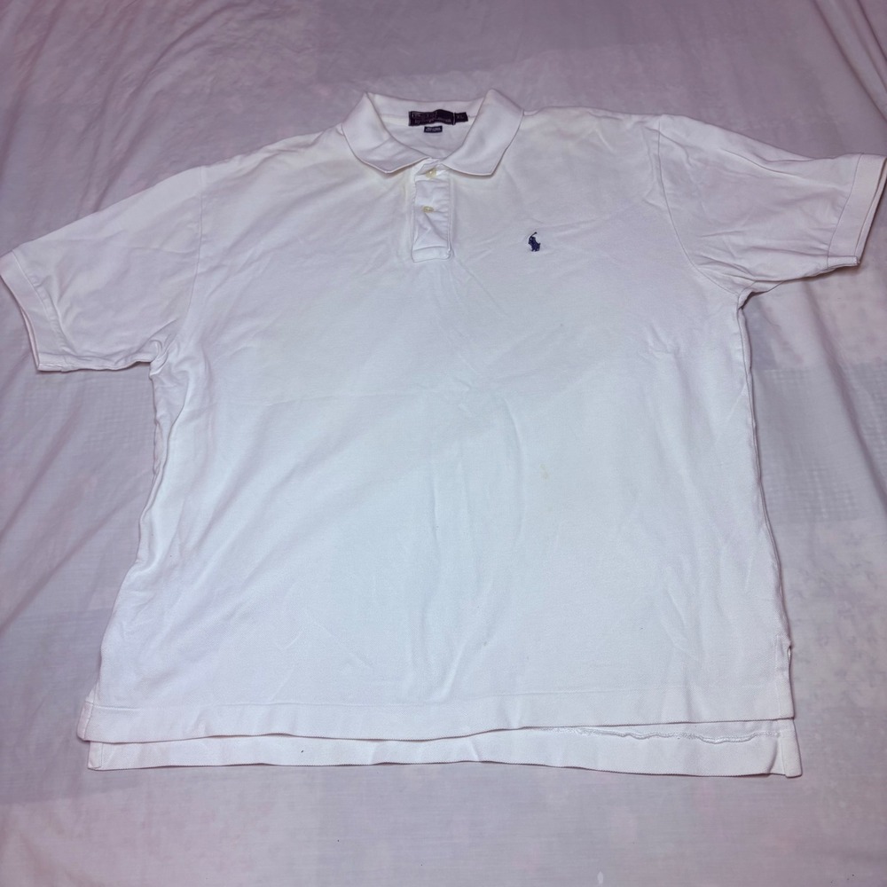 Polo Ralph Lauren Mens XL White Pique Short Sleeve Embroidered Pony Polo Shirt - Picture 2 of 6